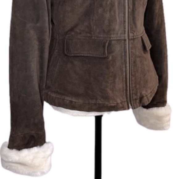 Maxima Wilsons The Leather Experts Suede Leather Fur Lined Full Zip Jacket - Picture 8 of 13